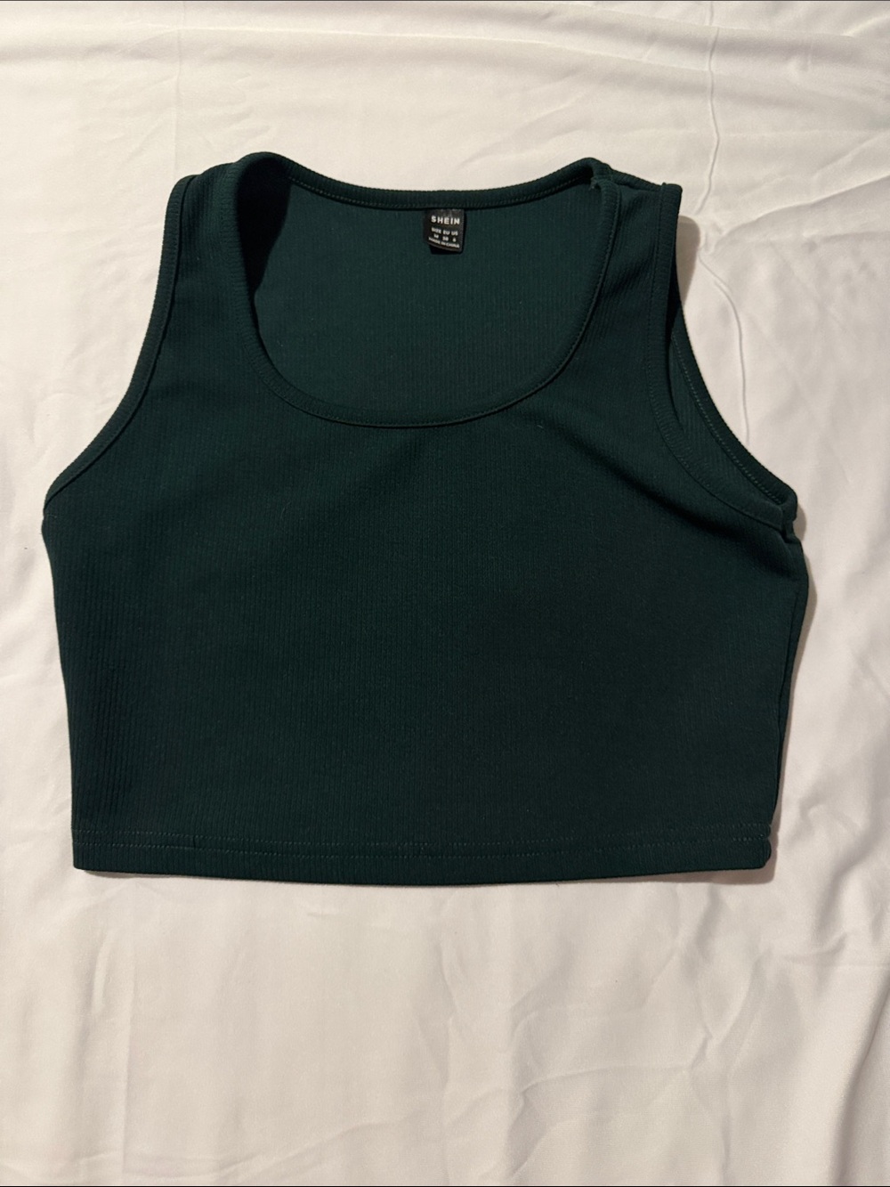 SHEIN Dark Green Ribbed Crop Tank